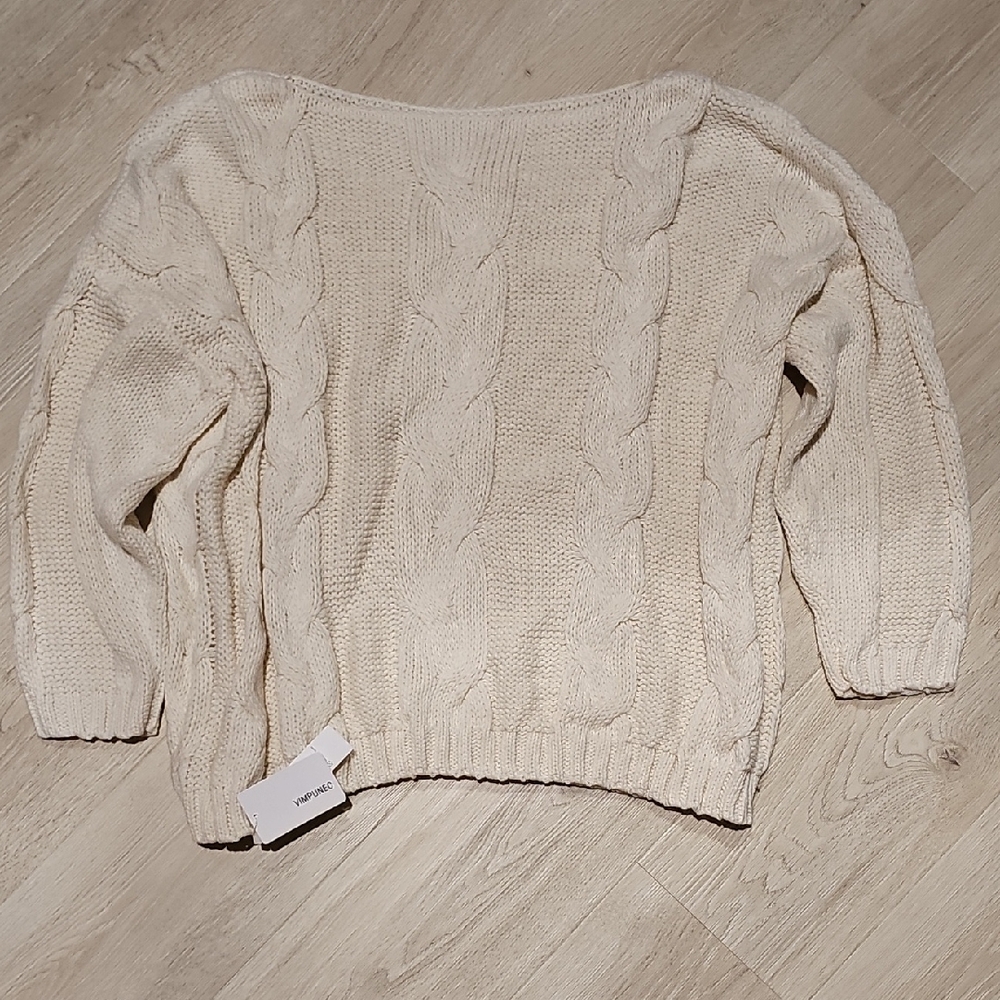 Vimpunec Cream Cable Knit Sweater